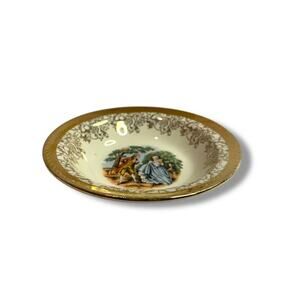 Vintage Taylor Smith Taylor TS&T Victorian Couple Fruit Bowl 5.25" 22K Gold Trim